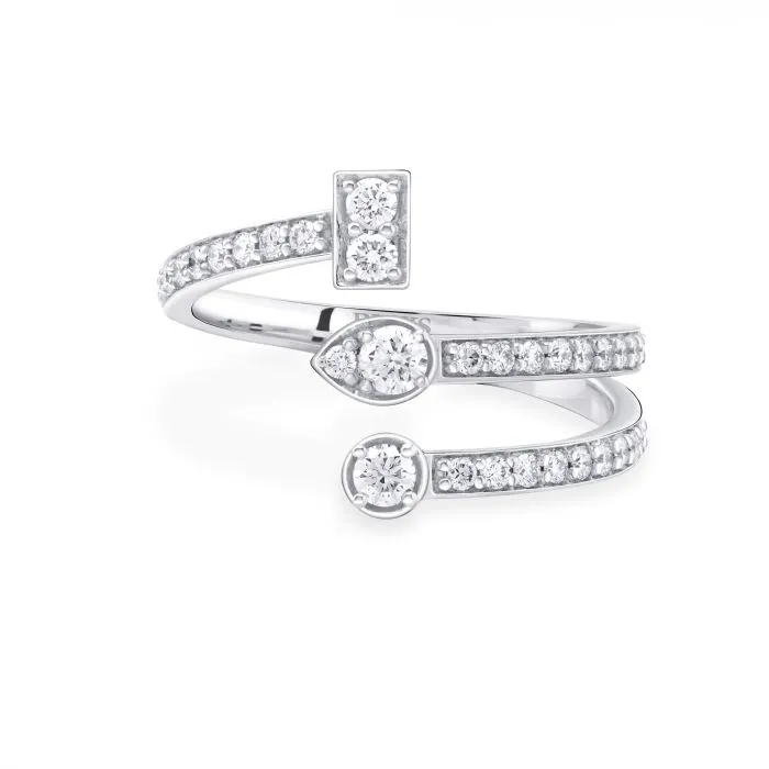 Birks Splash 18K White Gold Diamond Triple Row Ring