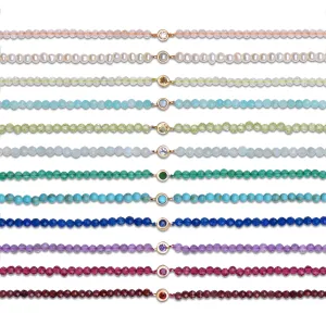 Birthstone Beaded Bracelet 9k Gold