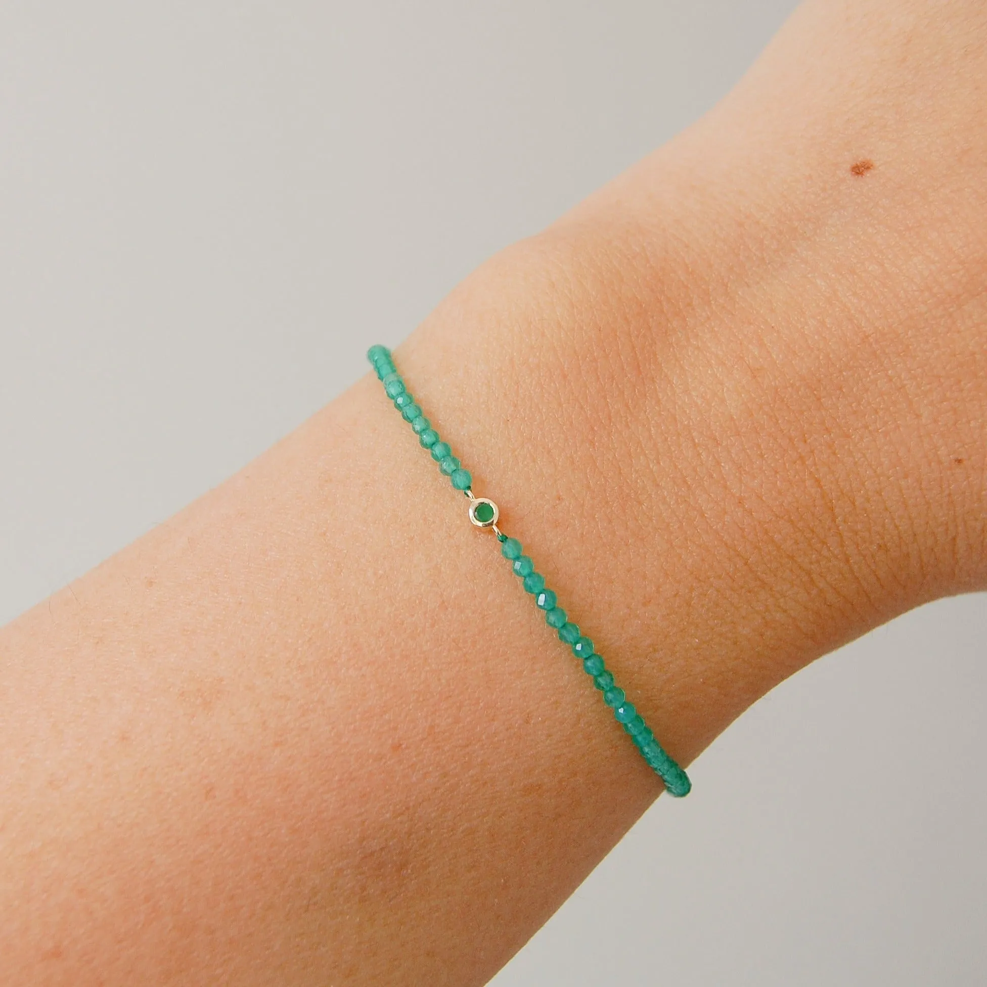 Birthstone Beaded Bracelet 9k Gold