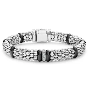 Black Caviar Black Single Station Diamond Caviar Bracelet | 9mm