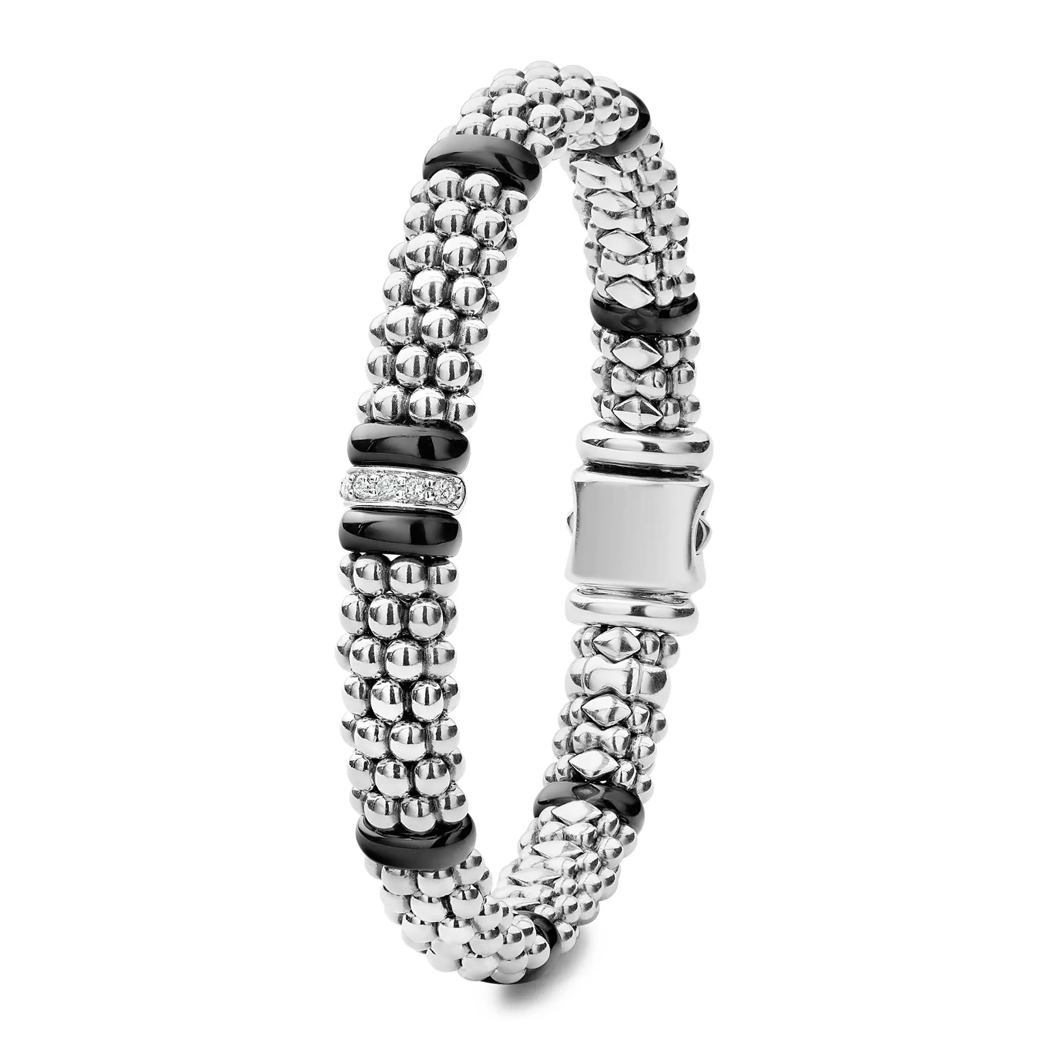 Black Caviar Black Single Station Diamond Caviar Bracelet | 9mm