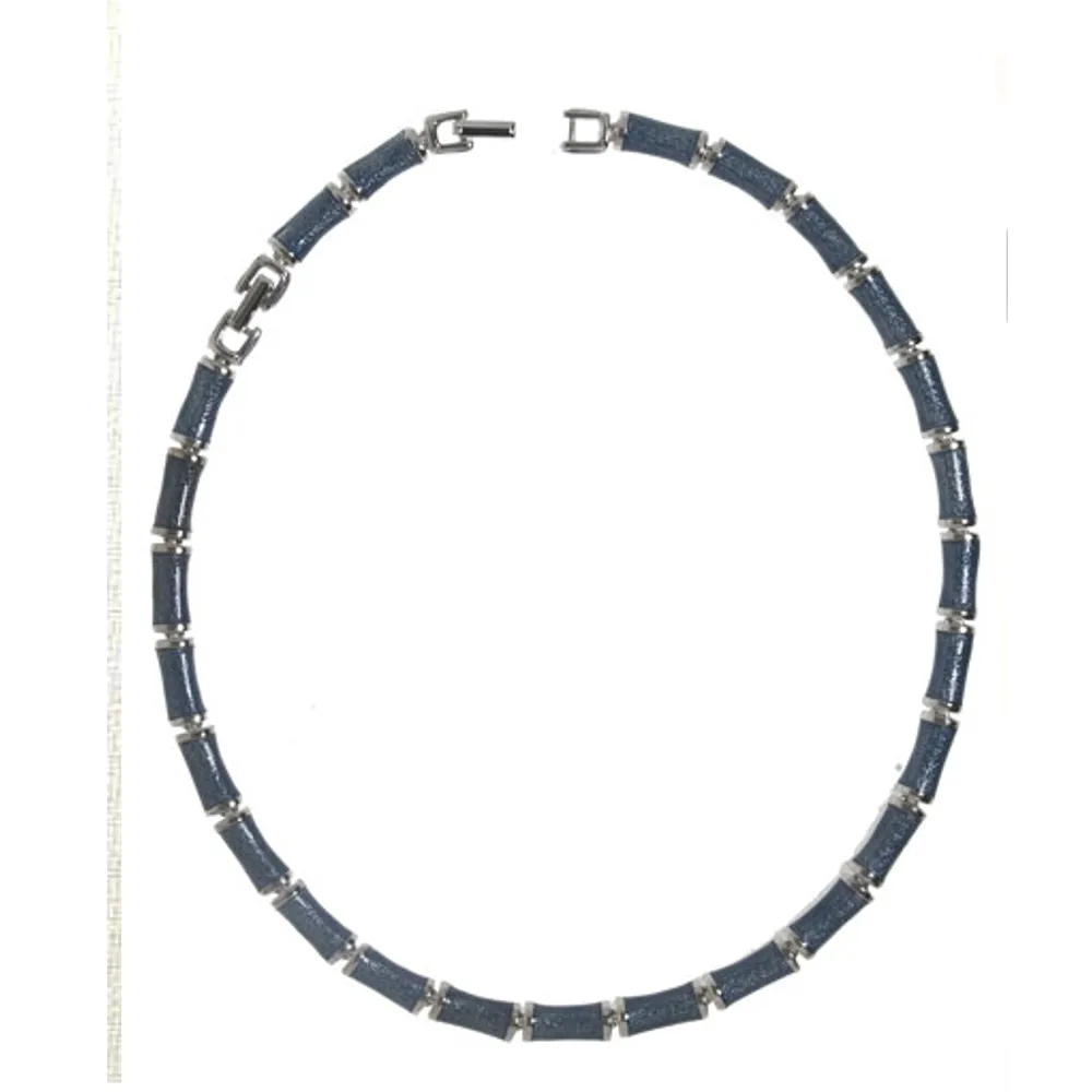 Blue Snakeskin Segmented Bamboo Necklace