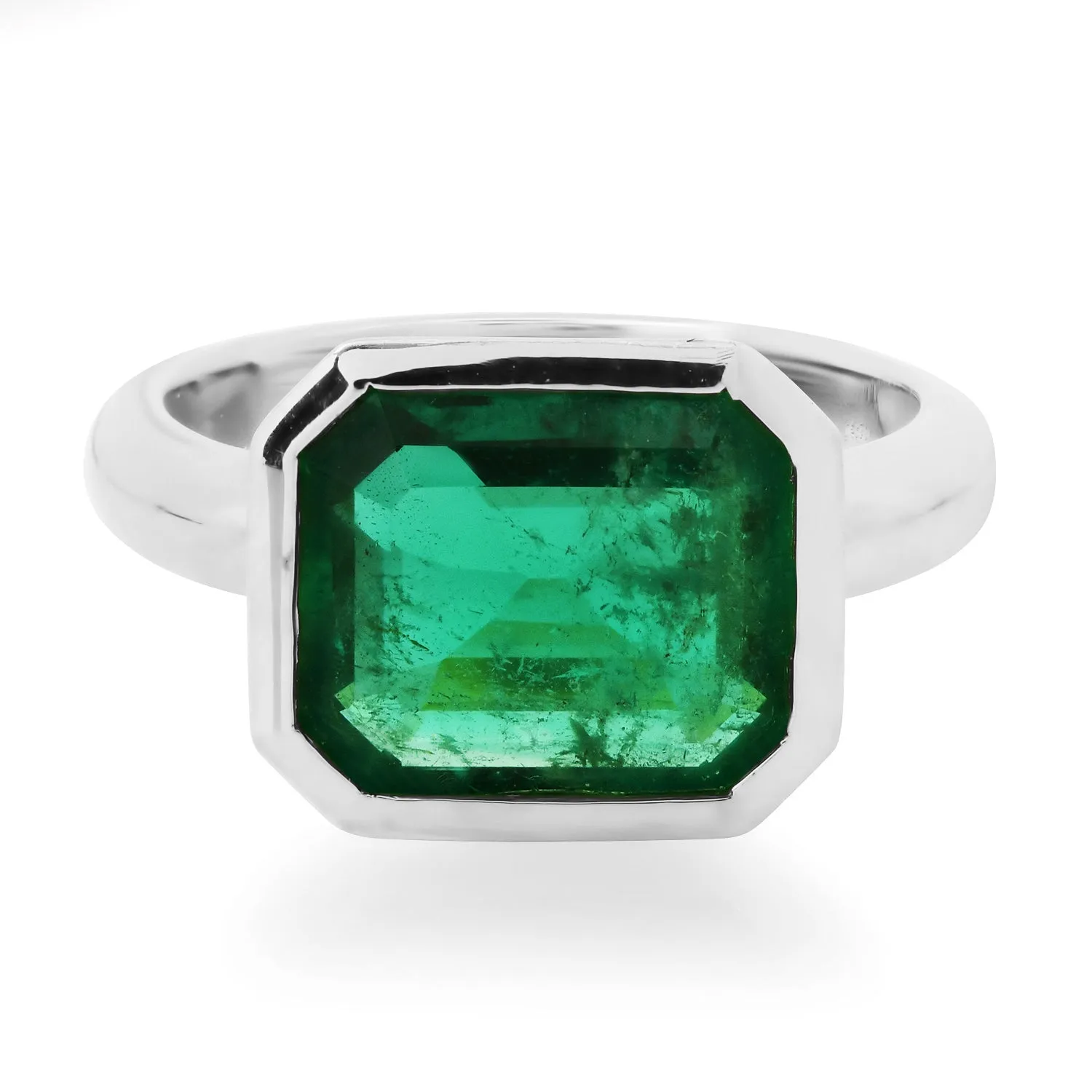 Bold Bezel Set Emerald Ring