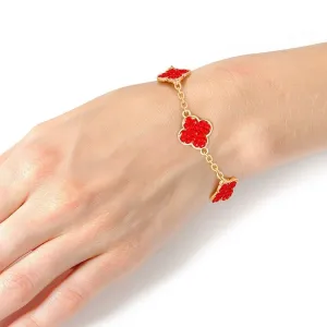 Bold Spirit: Ruby Red Quatrefoil Statement Chain Bracelet