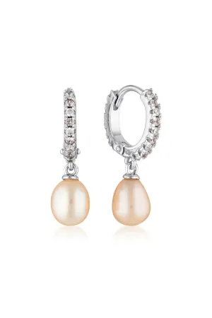 BONDI PINK FRESHWATER PEARL EARRINGS SILVER