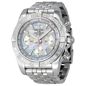 Breitling Chronomat 44 Mother of Pearl Diamond Men's Watch AB0110AA-G686SS AB0110AA-G686-375A