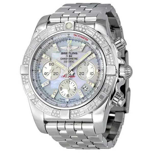 Breitling Chronomat 44 Mother of Pearl Diamond Men's Watch AB0110AA-G686SS AB0110AA-G686-375A