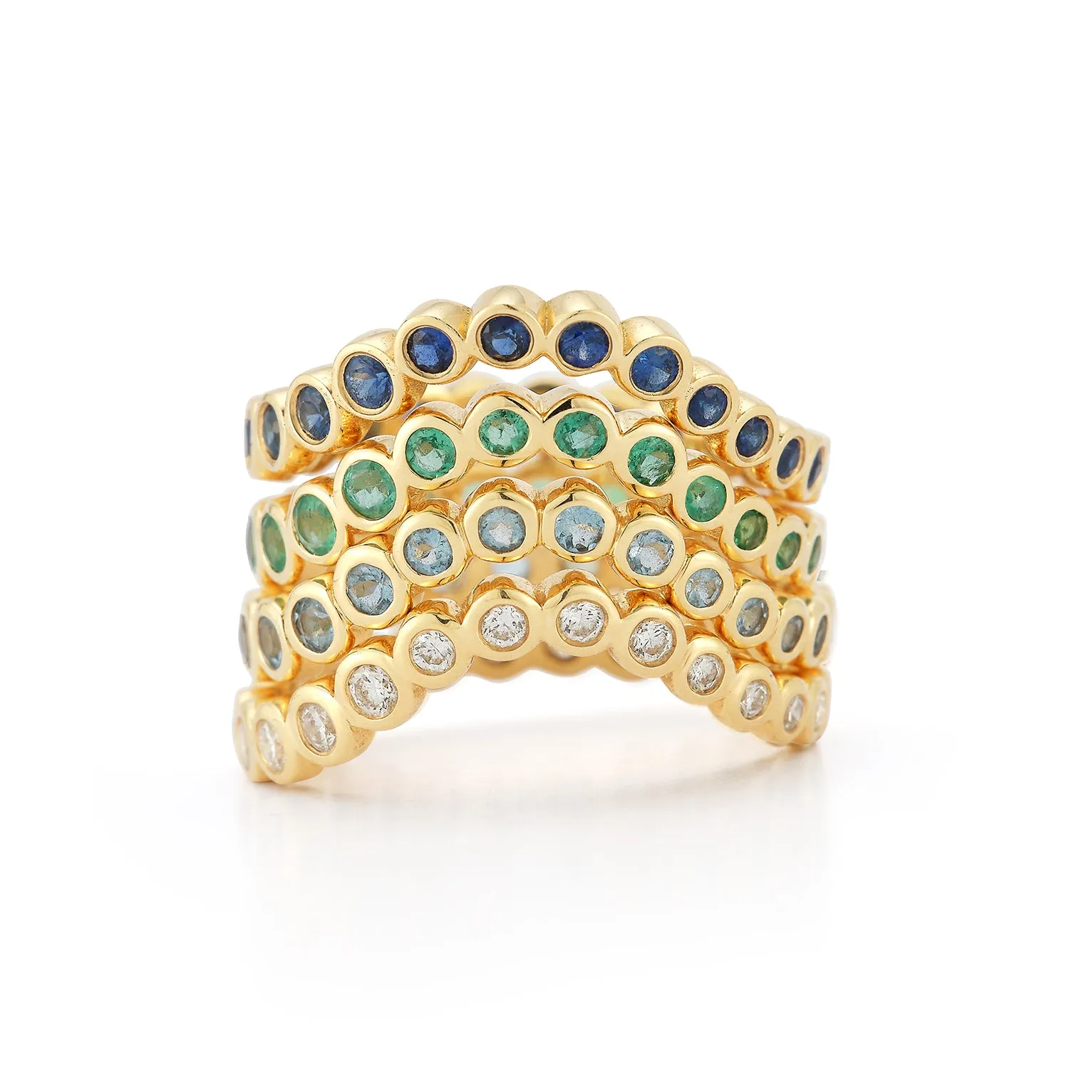 Bubble Wave Emerald Ring