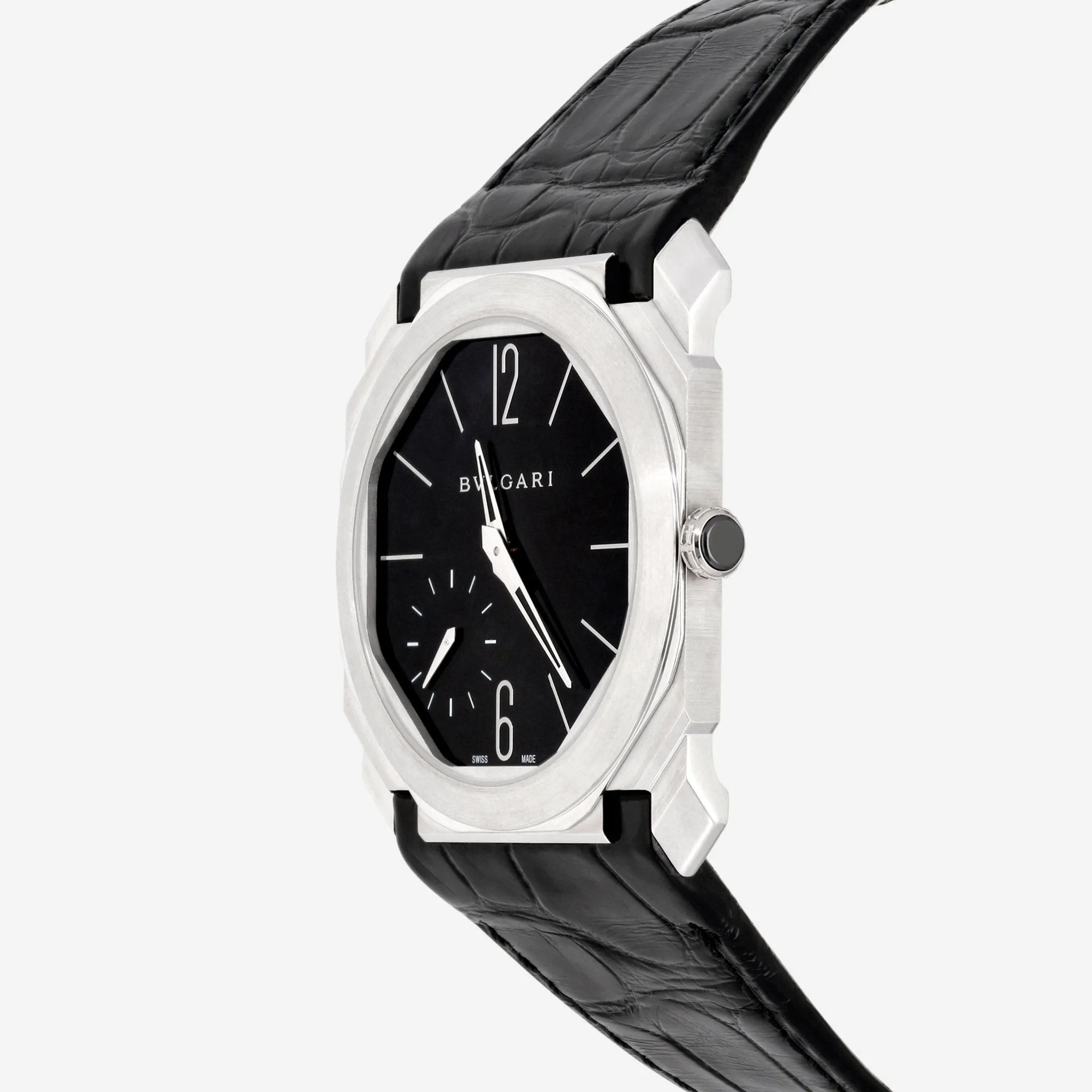 Bulgari Octo Finissimo Black Dial Extra Thin Platinum Manual Wind Men's Watch 102028