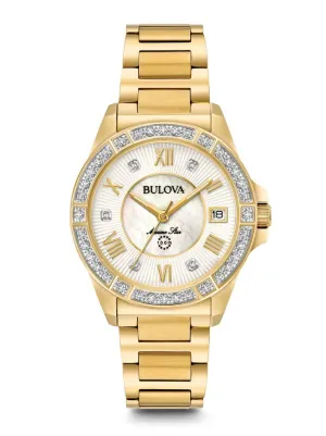 Bulova Marine Star Quartz Diamond Ladies Watch 98R235