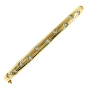 Burnish Set Diamond Station Bangle Bracelet
