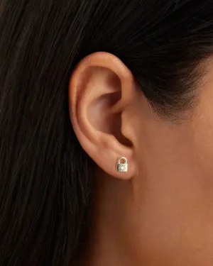 By Charlotte Sterling Silver Crystal Lotus Padlock Stud Earrings