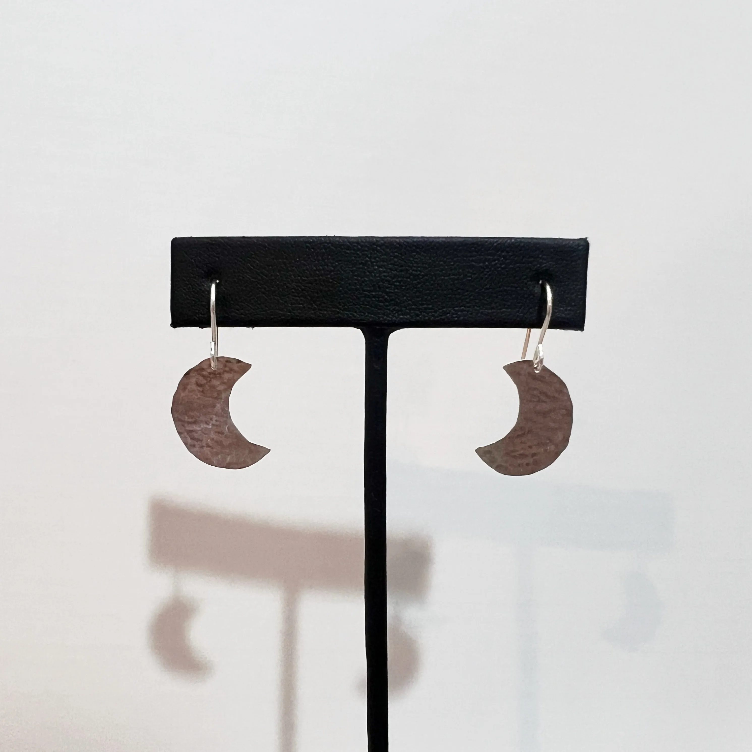 Celestial Hammered Moon Earrings in Sterling Silver