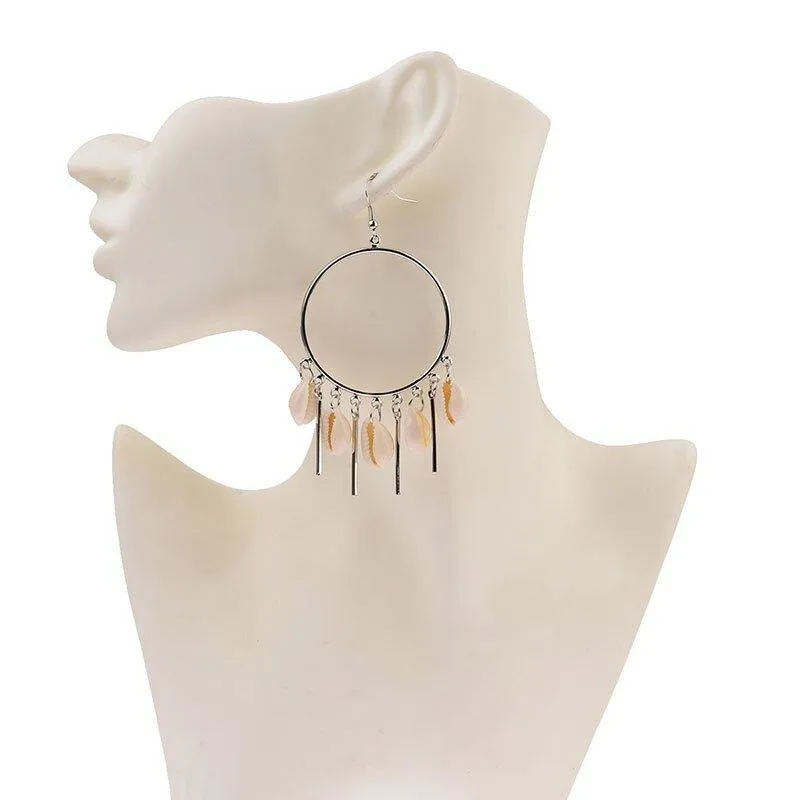 Chandelier Hoop Earrings with Puka Seashells