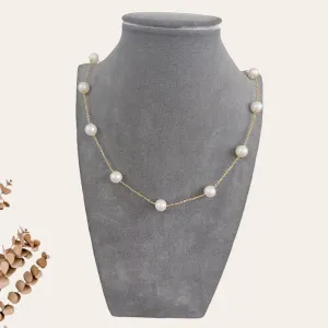 Circular Pearl Beaded Chain Necklace