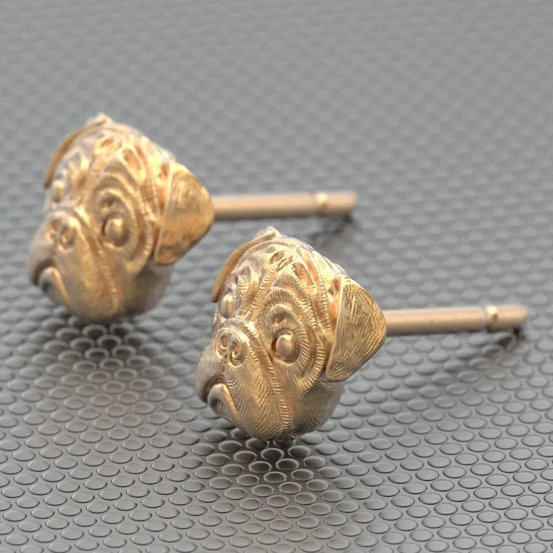 Classic Gold PUG Earring Studs
