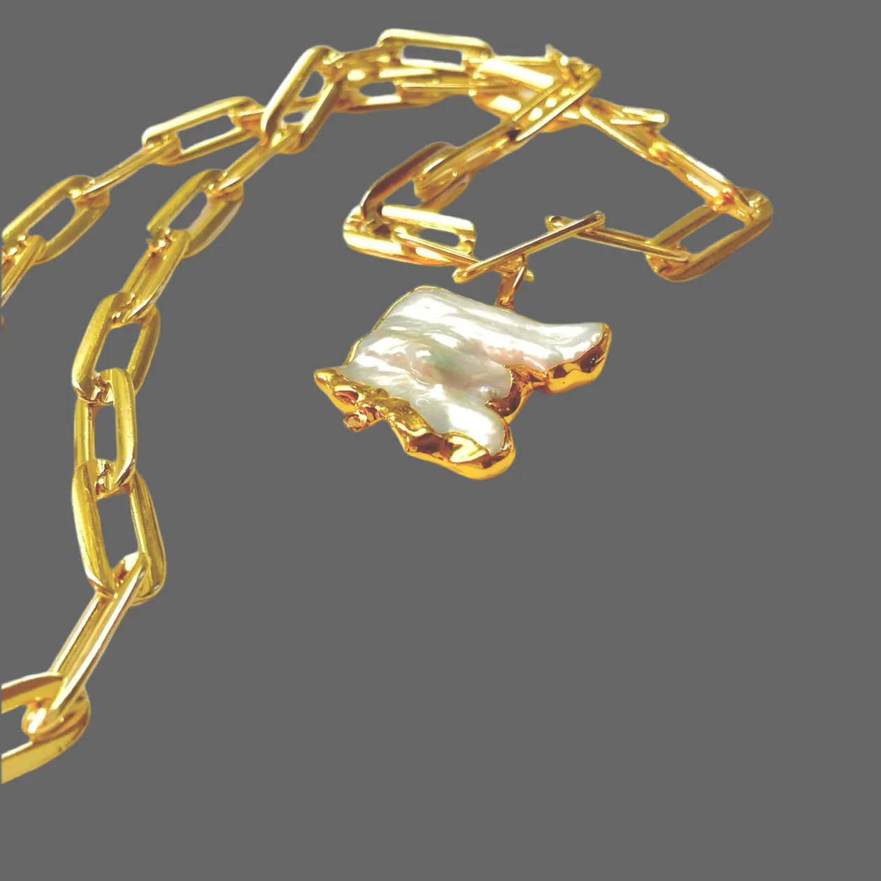 Classic "With a Twist" 18k Gold-Filled Chain Necklace with Keshi Pearl Pendant