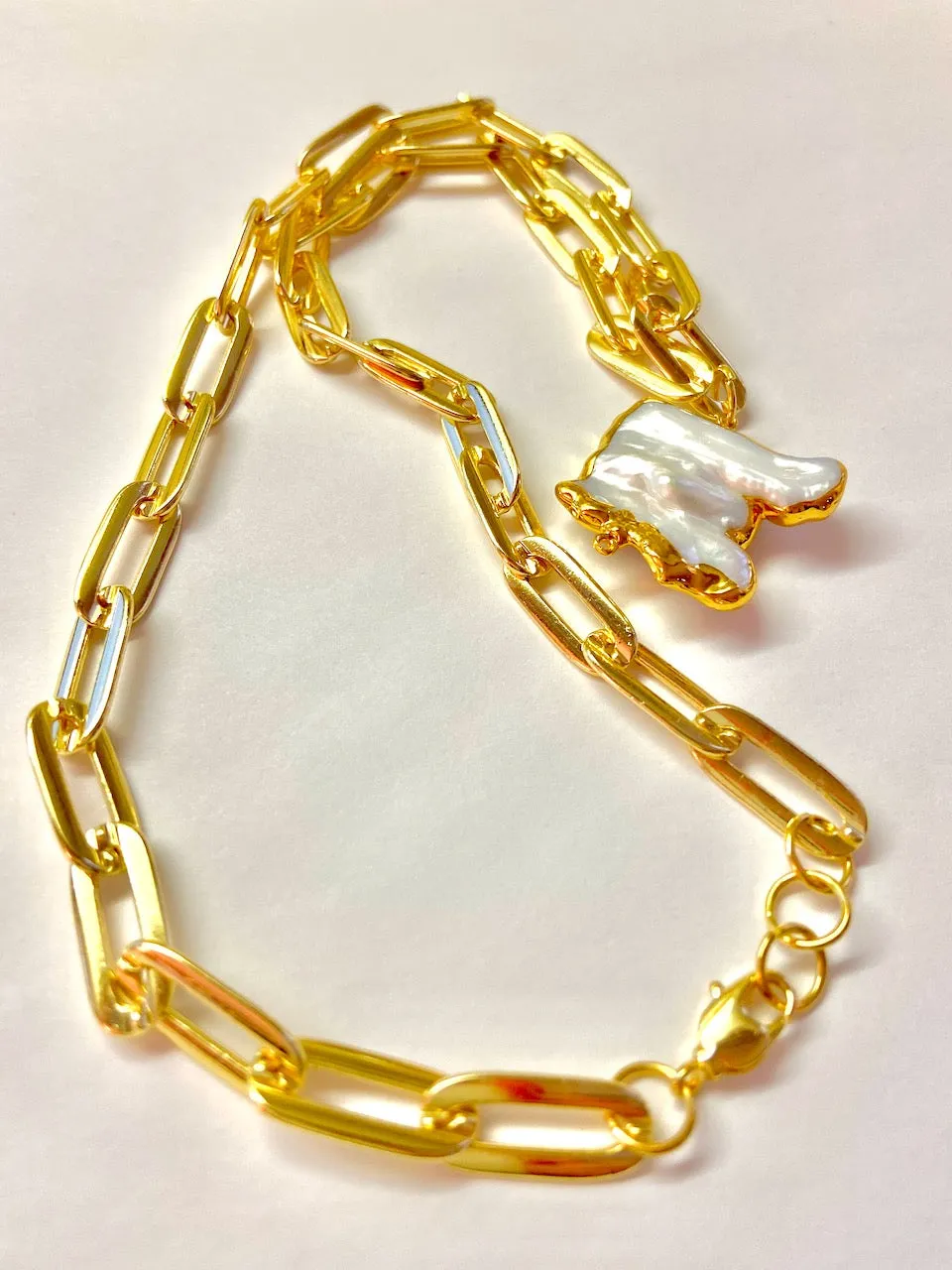 Classic "With a Twist" 18k Gold-Filled Chain Necklace with Keshi Pearl Pendant