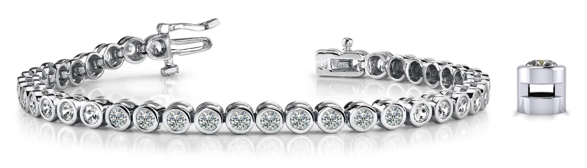 Classic Round Bezel Set Lab-Grown Diamond Tennis Bracelet with 8.00 ct.(finished) 4.0mm