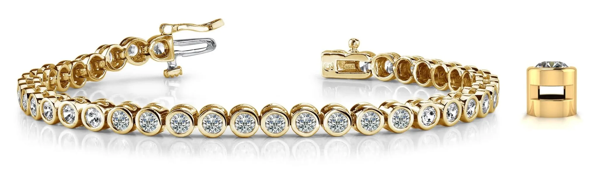 Classic Round Bezel Set Lab-Grown Diamond Tennis Bracelet with 8.00 ct.(finished) 4.0mm