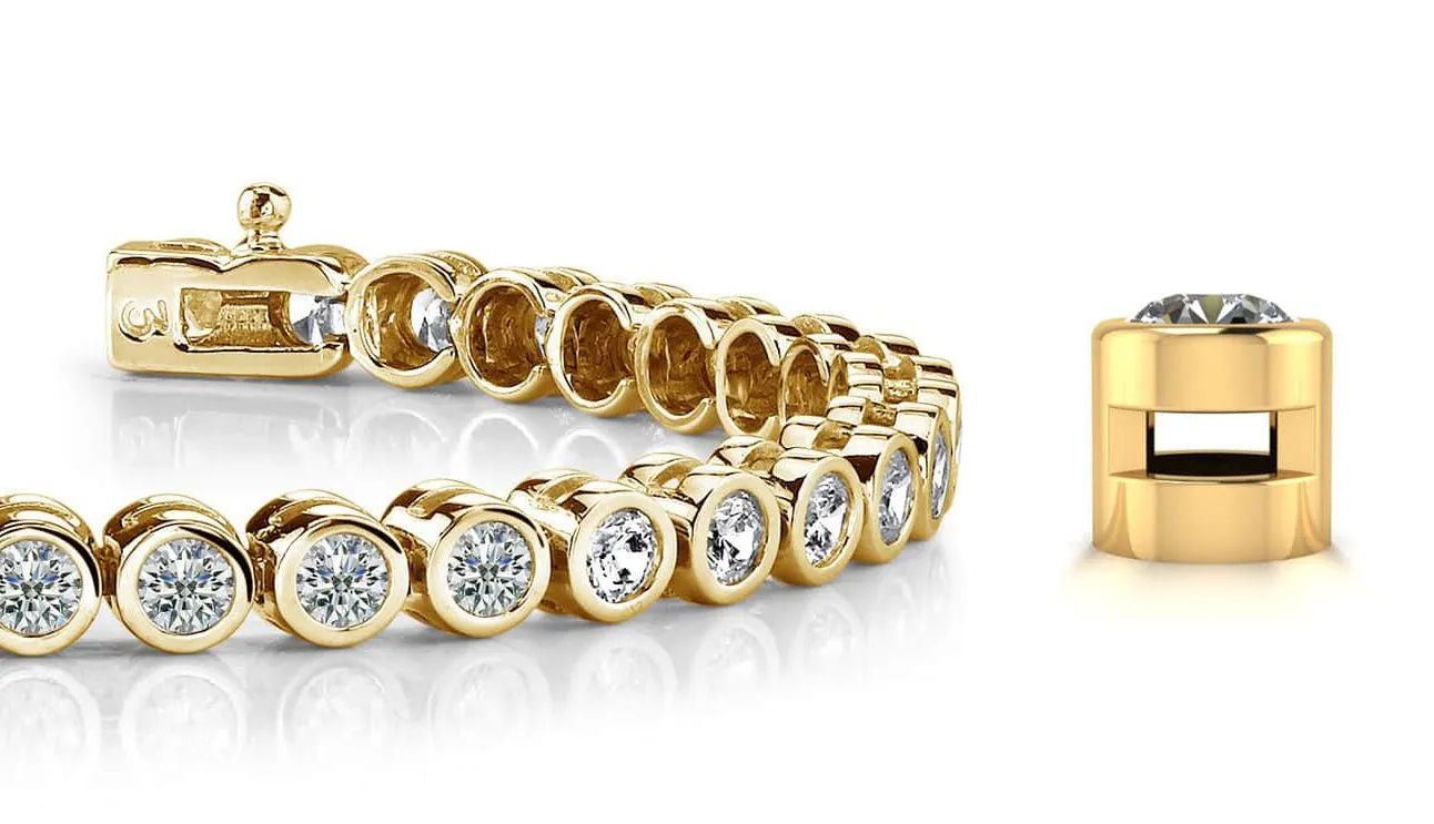 Classic Round Bezel Set Lab-Grown Diamond Tennis Bracelet with 8.00 ct.(finished) 4.0mm