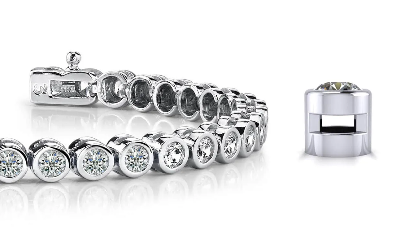Classic Round Bezel Set Lab-Grown Diamond Tennis Bracelet with 8.00 ct.(finished) 4.0mm