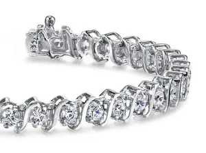 Classic S Shaped Lab-Grown Diamond Tennis Bracelet with 1.53 ct.(finished) 1.75mm