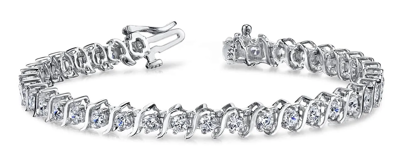 Classic S Shaped Lab-Grown Diamond Tennis Bracelet with 1.53 ct.(finished) 1.75mm