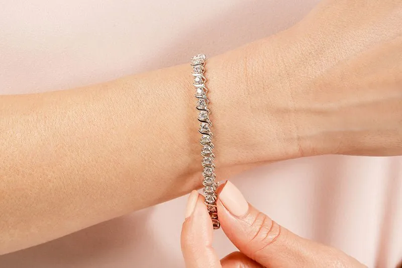 Classic S Shaped Lab-Grown Diamond Tennis Bracelet with 1.53 ct.(finished) 1.75mm