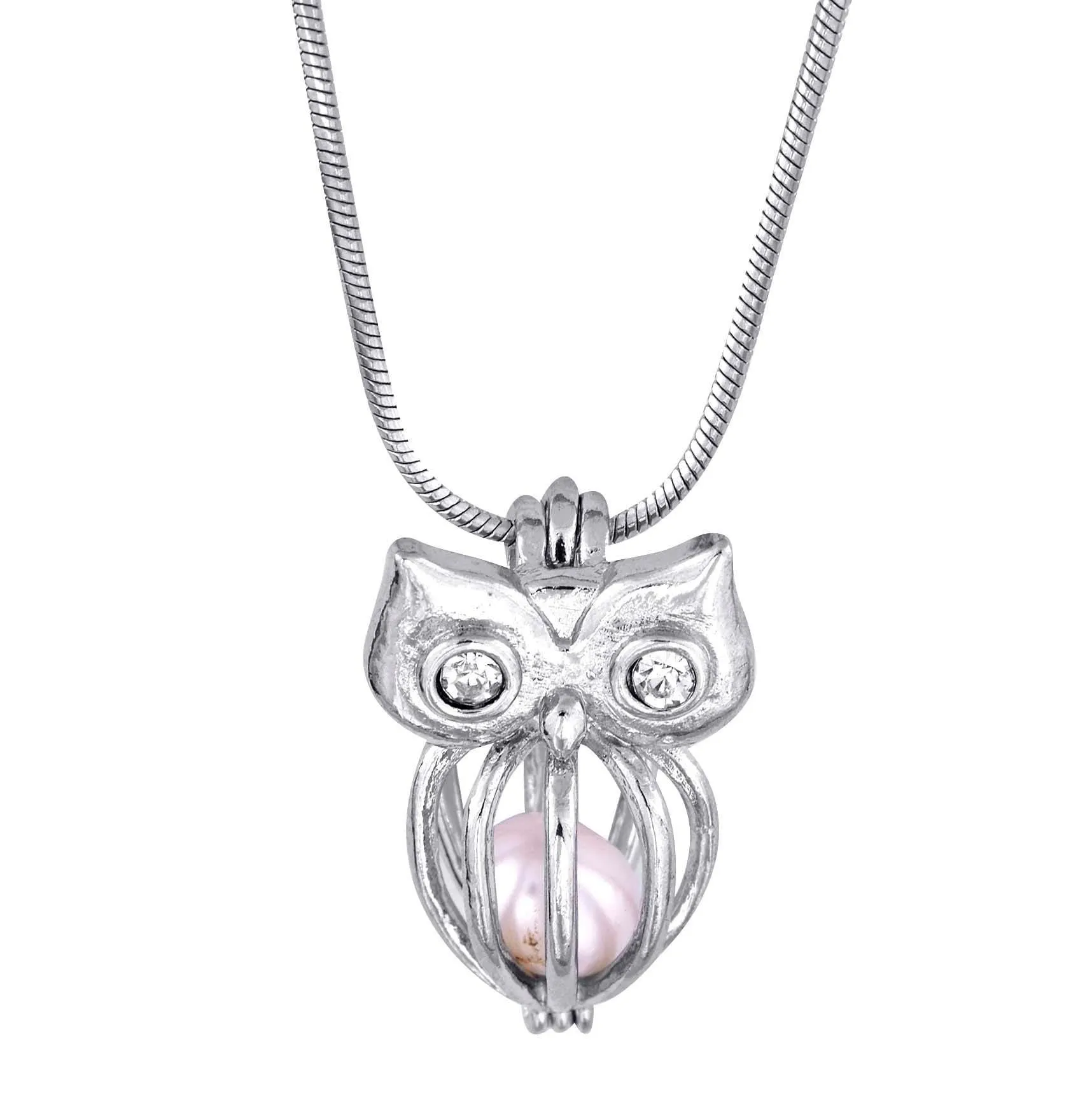CLOSEOUT SPECIAL - Cage pendant Sterling Silver for 5mm to 7.5mm Loose Pearl or White Gold Plated for 5mm to 9mm Pearl Owl (SCP42, CP42)
