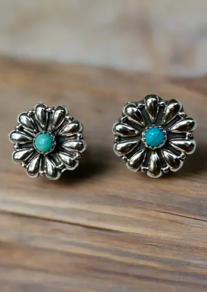 Concho Earrings w/Kingman Turquoise