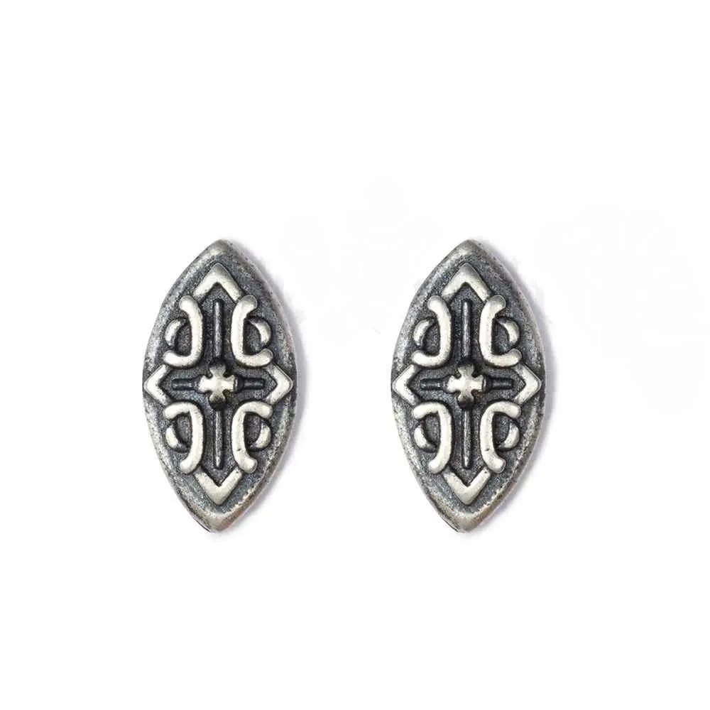Cross Shield Badge Stud Earrings