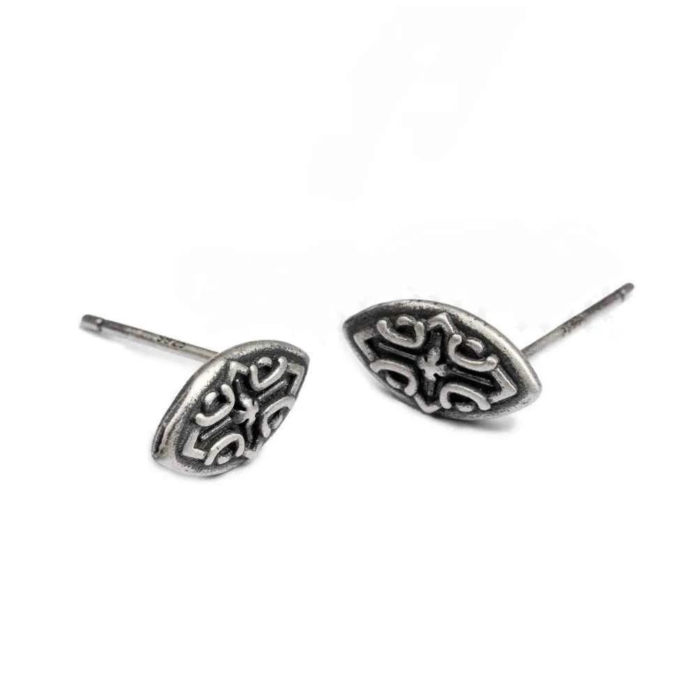 Cross Shield Badge Stud Earrings