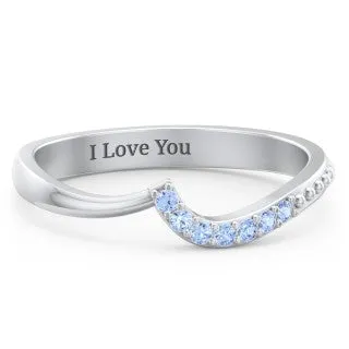 Curved Asymmetrical Wedding Band With Accents