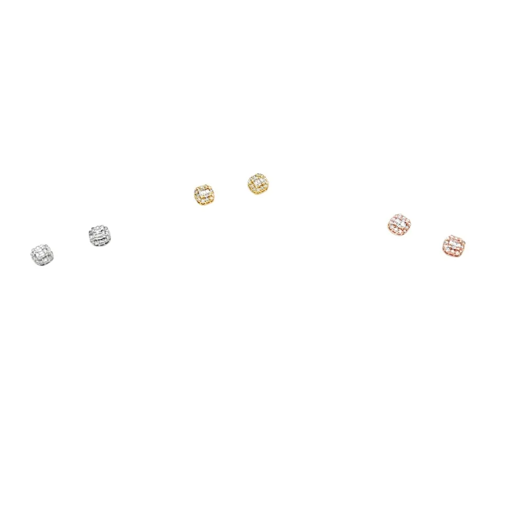 Cushion Baguette Diamond Earrings .15cttw 10K Gold