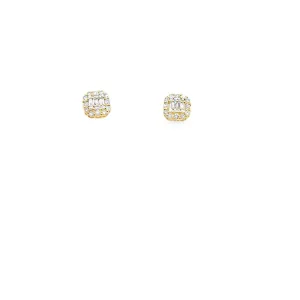 Cushion Baguette Diamond Earrings .15cttw 10K Gold