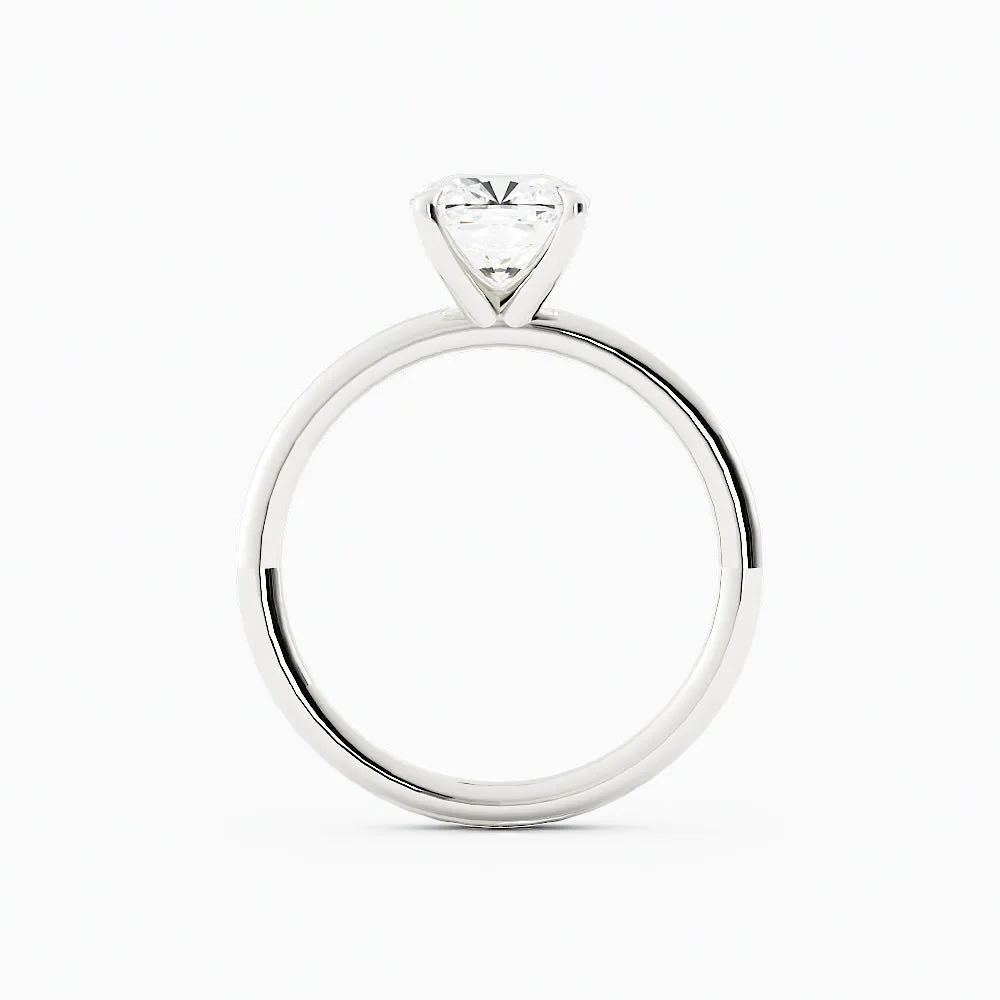 Cushion-Cut Solitaire Four-Prong Setting Diamond Engagement Ring