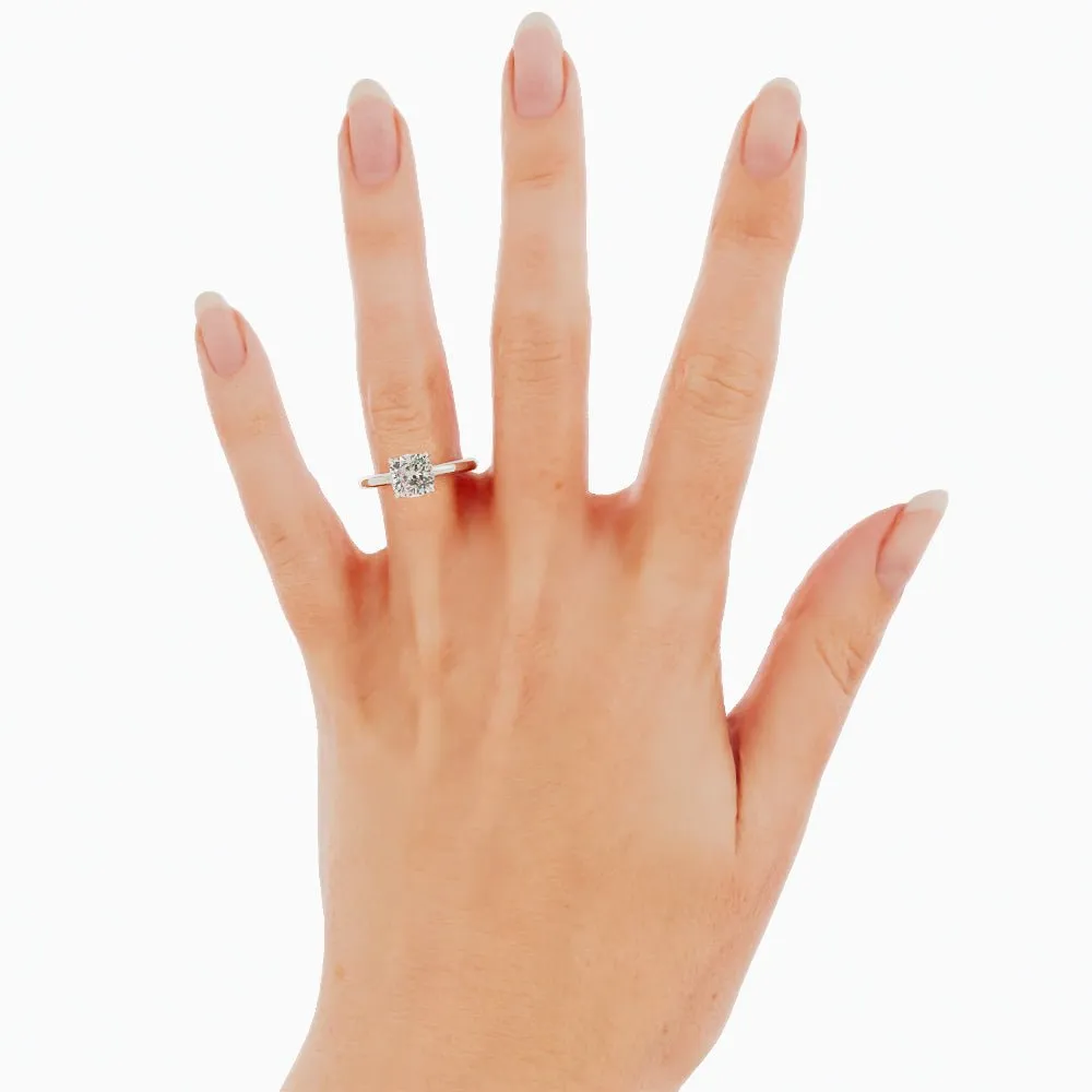 Cushion-Cut Solitaire Four-Prong Setting Diamond Engagement Ring