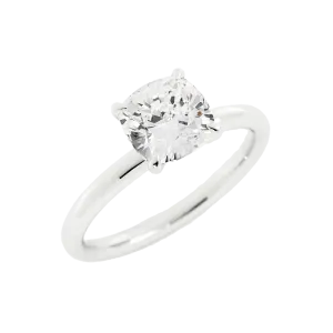 Cushion-Cut Solitaire Four-Prong Setting Diamond Engagement Ring