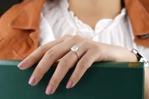 Cushion Diamond Veneer Cubic Zirconia 14K gold Solitaire Ring. 635R208K
