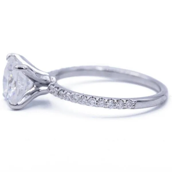 Cushion Moissanite 4 Claw Prongs Diamond Accent Ice Solitaire Ring