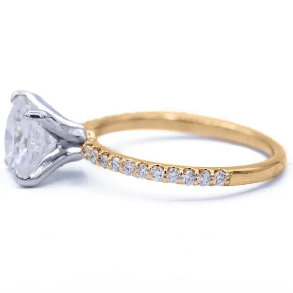 Cushion Moissanite 4 Claw Prongs Diamond Accent Ice Solitaire Ring