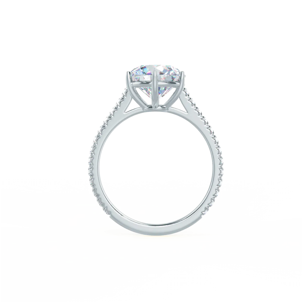 Custom Round Brilliant 6-Prong Solitaire & Pavé Diamond Ring