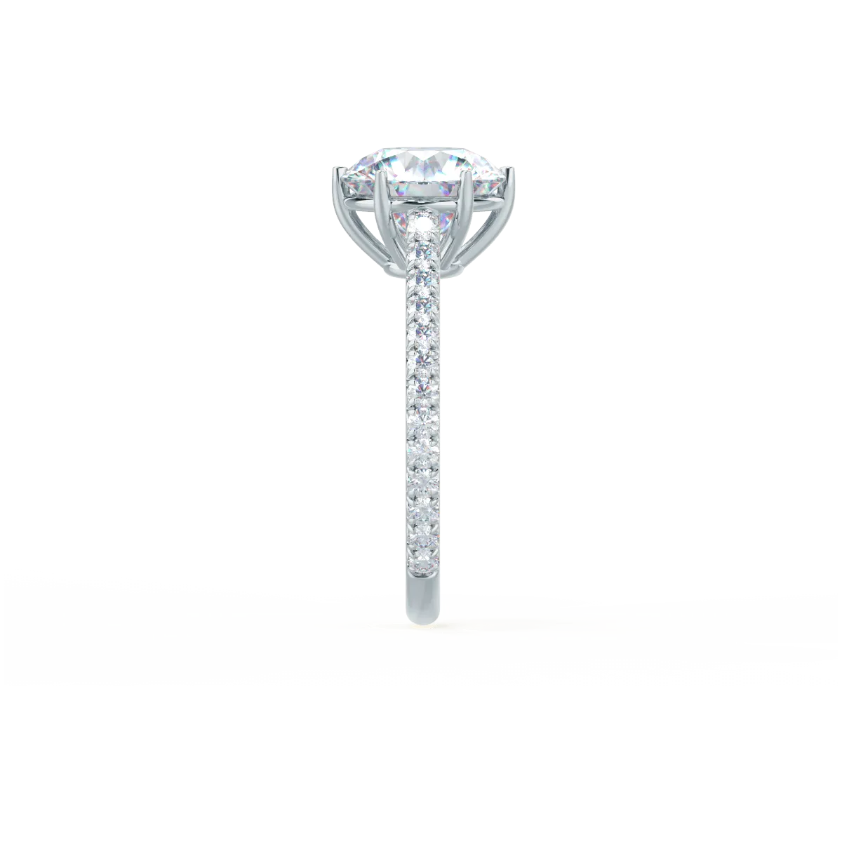 Custom Round Brilliant 6-Prong Solitaire & Pavé Diamond Ring