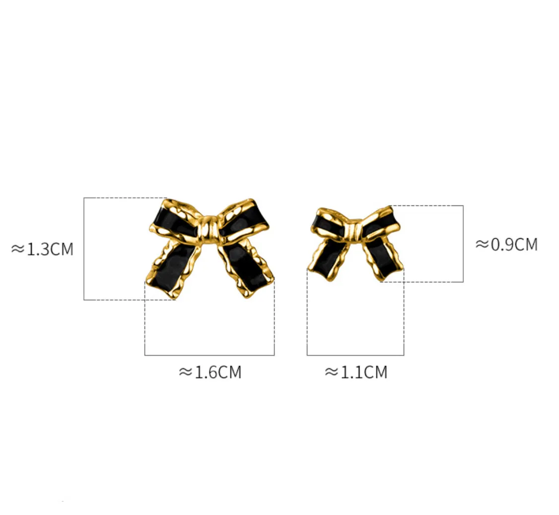 Cute Black Bow Studs Earrings - SS070