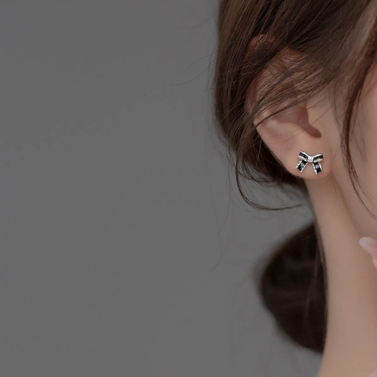 Cute Black Bow Studs Earrings - SS070