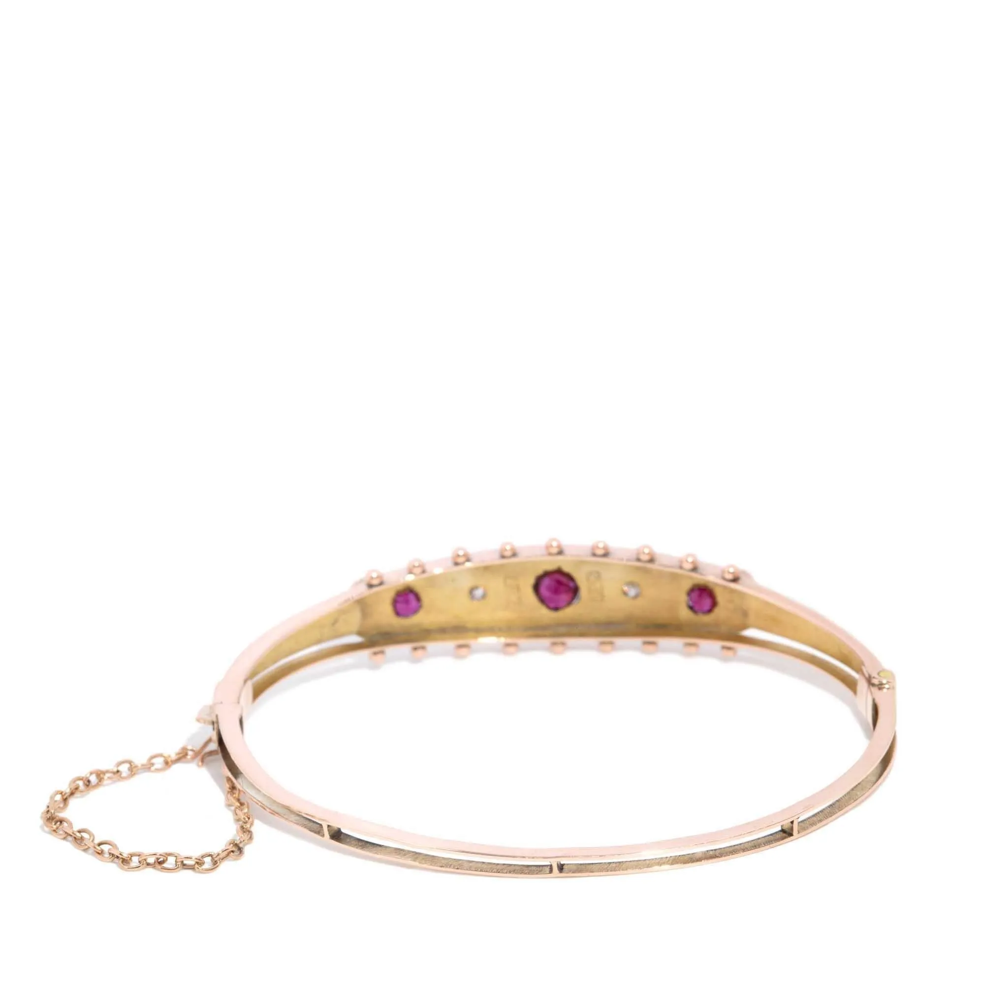 Darana Antique Edwardian Ruby & Diamond Bangle 9ct Gold