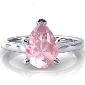 Darci Pear Pink Sapphire 5 Prong Cathedral Solitaire Engagement Ring
