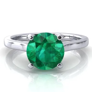 Darci Round Emerald 4 Prong Cathedral Solitaire Engagement Ring