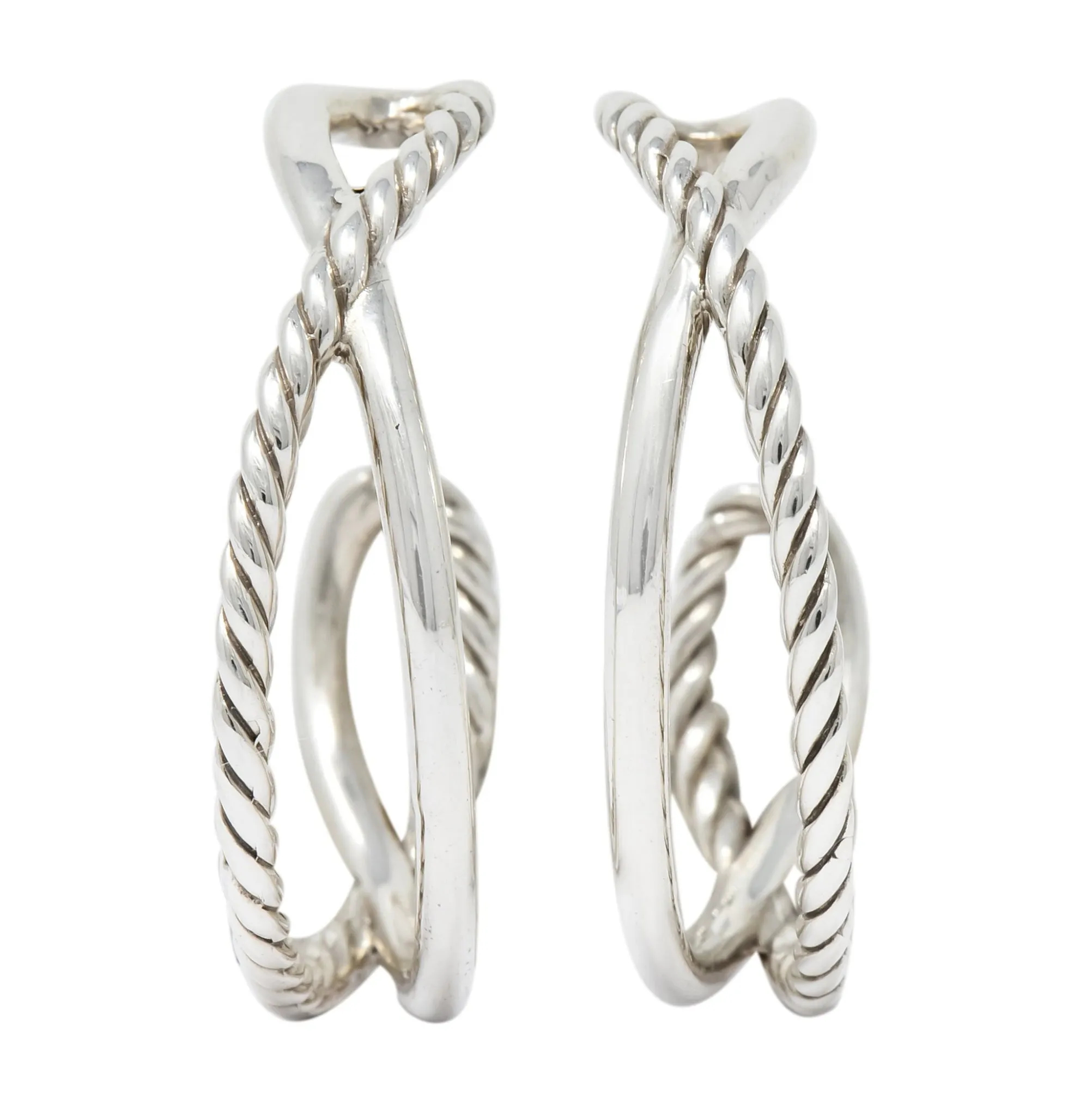 David Yurman Sterling Silver Twisted Cable Hoop Earrings